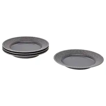 IKEA Strimmig asjett, steintøy grå, 21 cm tilbud