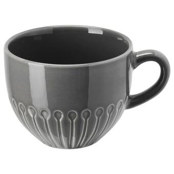 IKEA Strimmig kopp, steintøy grå, 36 cl tilbud