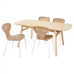 IKEA Voxlöv / älvsta bord og 4 stoler, lys bambus/rotting hvit, 180x90 cm tilbud