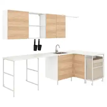 IKEA Enhet tøyvask, hvit/eikemønstret, 269.5x139x63.5 cm tilbud