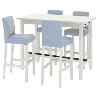 IKEA Nordviken / bergmund barbord og 4 barstoler, hvit/rommele mørk blå/hvit tilbud