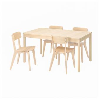 IKEA Rönninge / lisabo bord og 4 stoler, bjørk/ask, 155/210x90x75 cm tilbud