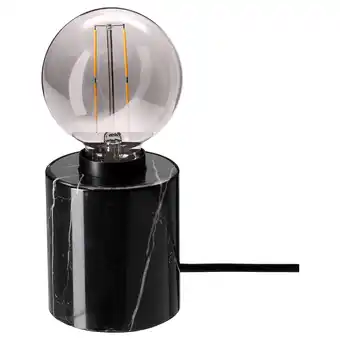 IKEA Markfrost / molnart bordlampe med lyspære, marmor svart/grått klart glass, 95 mm tilbud