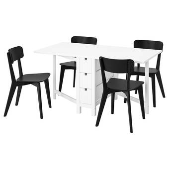 IKEA Norden / lisabo bord og 4 stoler, hvit/svart, 26/89/152 cm tilbud