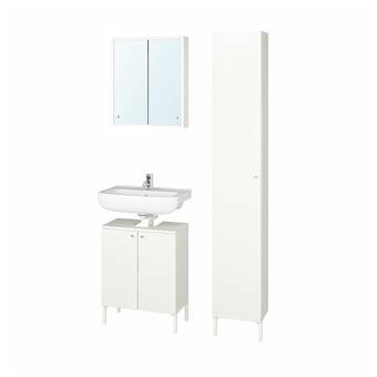 IKEA Nysjön / björkån baderomsmøbler, 6 deler, hvit/pilkån blandebatteri, 54x40x80 cm tilbud
