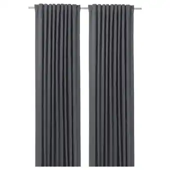 IKEA Blåhuva lystette gardiner, 1 par, mørk grå, 145x250 cm tilbud