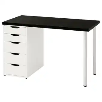IKEA Lagkapten / alex arbeidsbord, brunsvart/hvit, 120x60 cm tilbud