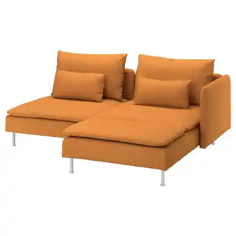 IKEA Söderhamn 2-seters sofa, med sjeselong med armlene/vissle mørk gul tilbud