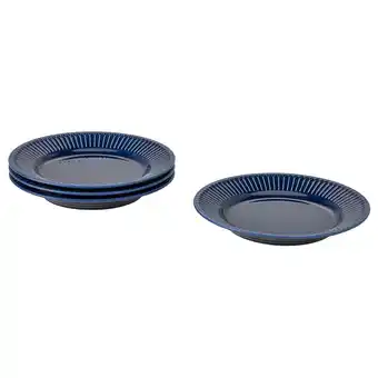 IKEA Strimmig asjett, steintøy blå, 21 cm tilbud
