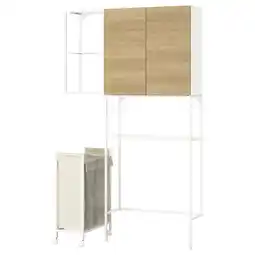 IKEA Enhet oppbevaringskombinasjon, hvit/eikemønstret, 120x32x204 cm tilbud