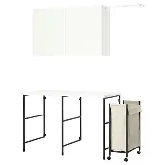 IKEA Enhet oppbevaringskombinasjon, antrasitt/hvit, 139x63.5 cm tilbud