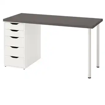 IKEA Lagkapten / alex arbeidsbord, mørk grå/hvit, 140x60 cm tilbud