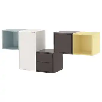 IKEA Eket veggmontert skapkombinasjon, hvit/flerfarget, 175x35x70 cm tilbud