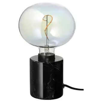 IKEA Markfrost / molnart bordlampe med lyspære, marmor svart/ellipseformet flerfarget tilbud