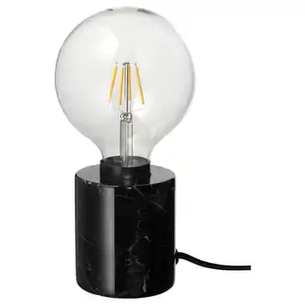 IKEA Markfrost / lunnom bordlampe med lyspære, marmor svart/globeformet tilbud