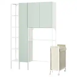 IKEA Enhet oppbevaringskombinasjon, hvit/lys grågrønn, 140x32x204 cm tilbud
