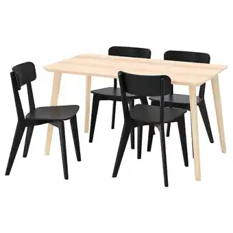 IKEA Lisabo / lisabo bord og 4 stoler, askefiner/svart, 140x78 cm tilbud
