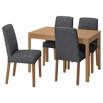 IKEA Ekedalen / bergmund bord og 4 stoler, eikemønstret/gunnared mellomgrå, 120/180 cm tilbud