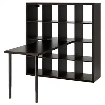 IKEA Kallax / lagkapten bordkombinasjon, svart/brunsvart, 147x159x147 cm tilbud