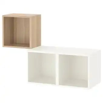 IKEA Eket veggmontert skapkombinasjon, hvitbeiset eikemønster/hvit, 105x35x70 cm tilbud