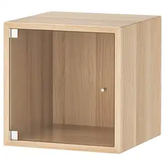 IKEA Eket veggskap med vitrinedør, hvitbeiset eikemønster, 35x35x35 cm tilbud