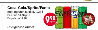 Nærbutikken Coca-cola/sprite/fanta tilbud
