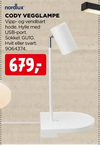 jem & fix Cody vegglampe tilbud