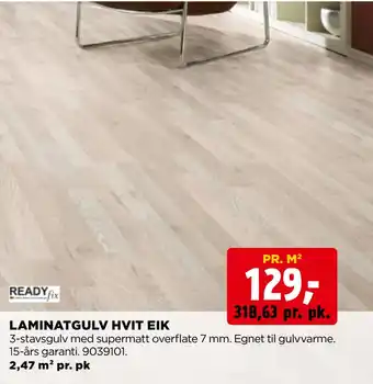 jem & fix Laminatgulv hvit eik tilbud