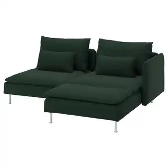 IKEA Söderhamn 2-seters sofa, med sjeselong med armlene/tallmyra mørk grønn tilbud
