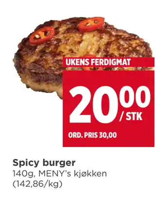 Meny Spicy burger tilbud