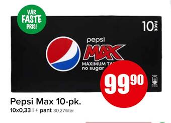 Spar Pepsi max 10-pk tilbud