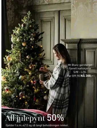 Kid Interiør Mt blanc garnfarget flanell nattskjorte tilbud