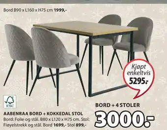 JYSK Aabenraa bord + kokkedal stol tilbud