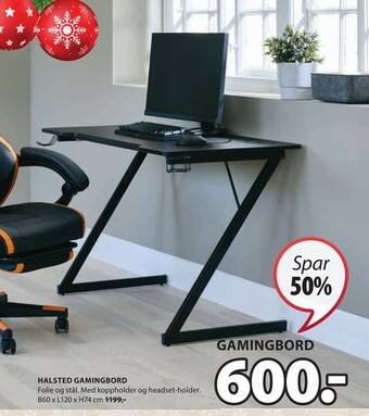 JYSK Halsted gamingbord tilbud