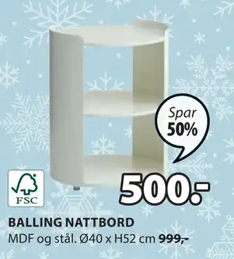 JYSK Balling nattbord tilbud