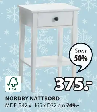 JYSK Nordby nattbord tilbud