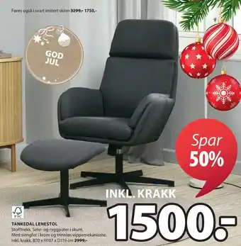 JYSK Tankedal lenestol tilbud