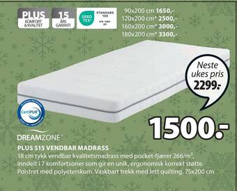 JYSK Plus s15 vendbar madrass tilbud