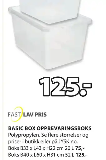 JYSK Basic box oppbevaringsboks tilbud