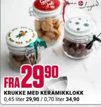 Europris KRUKKE MED KERAMIKKLOKK tilbud