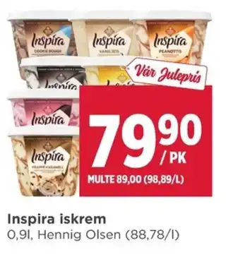 Meny Inspira iskrem 0,9L, Hennig Olsen tilbud