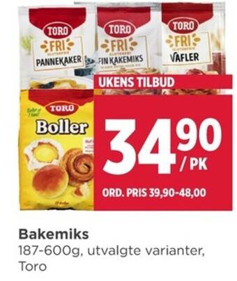 Meny Bakemiks 187-600g, utvalgte varianter, Toro tilbud