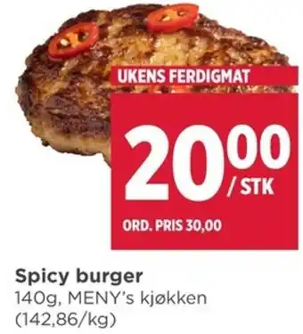 Meny Spicy burger tilbud