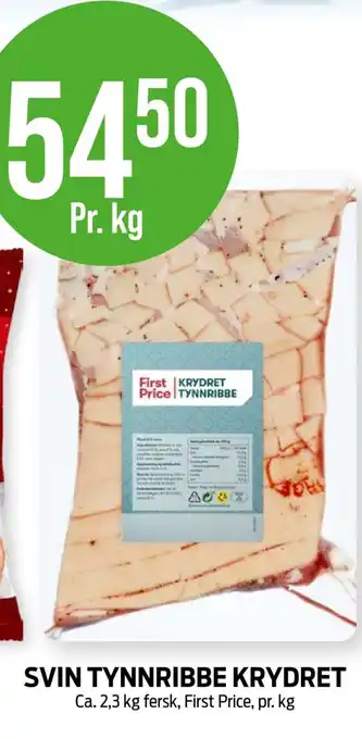 SVIN TYNNRIBBE KRYDRET Ca. 2,3 kg fersk, First Price