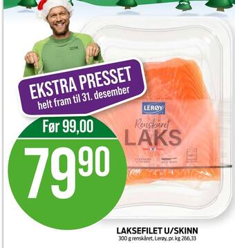 Kiwi LAKSEFILET U/SKINN 300 g renskåret, Lerøy tilbud