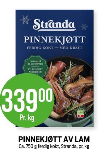 Kiwi PINNEKJØTT AV LAM Ca. 750 g ferdig kokt, Stranda, pr. kg tilbud