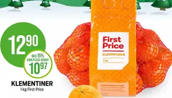 Kiwi KLEMENTINER 1 kg First Price tilbud