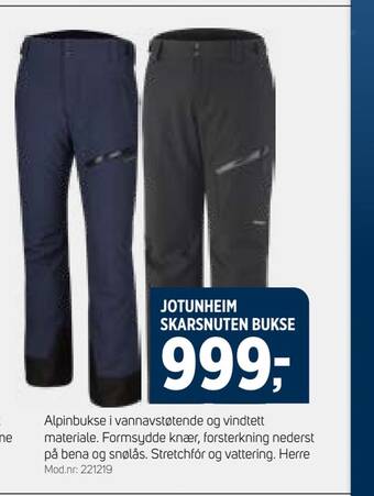 Sport 1 Jotunheim skarsnuten bukse tilbud
