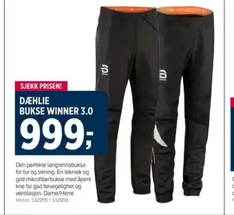 Sport 1 Dæhlie bukse winner 3,0 tilbud