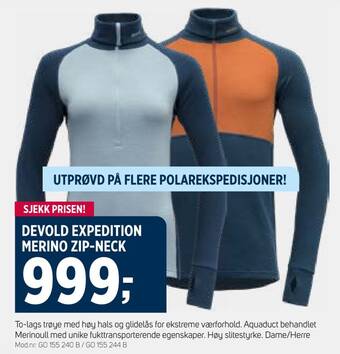 Sport 1 Devold expedition merino zip-neck tilbud